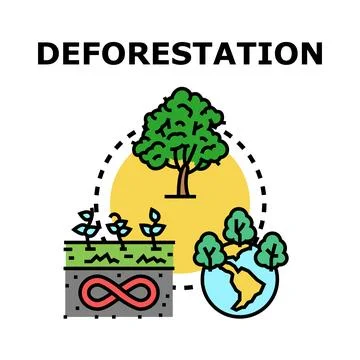 Deforestation concept vector illustrating environmental crisis Stock Illustration