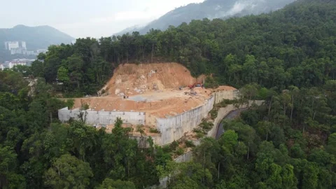 Deforestation at the hillside for development Stock Footage 321389860