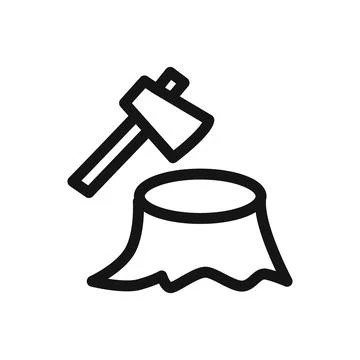 Deforestation icon linear vector graphics sign Stock Illustration