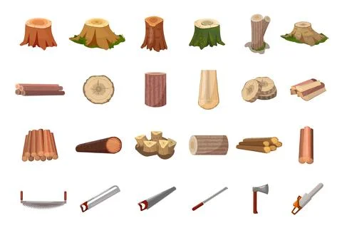 Deforestation icons set cartoon vector. Dead forest Stock Illustration