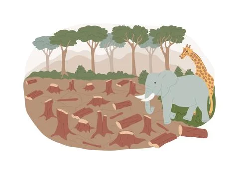 Deforestation isolated concept vector illustration. Stock Illustration