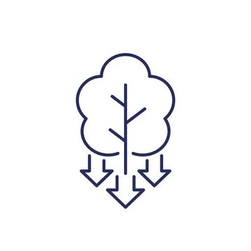 Deforestation line icon, decrease in forest areas Illustrazione stock