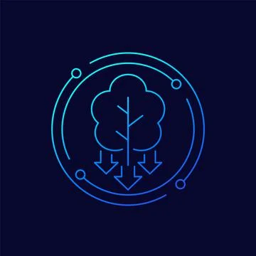 Deforestation line icon, decrease in forest areas 库存插图