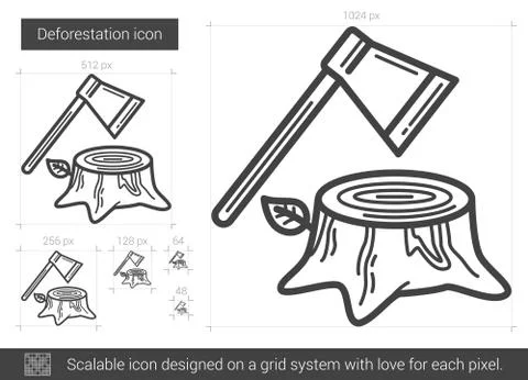Deforestation line icon Stock Illustration