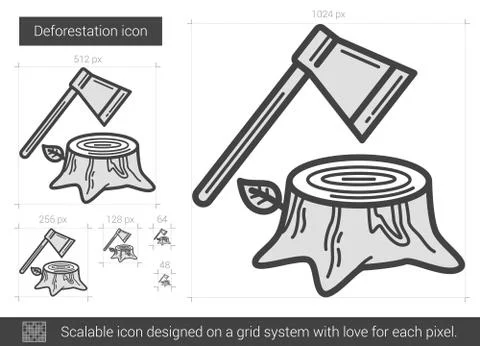 Deforestation line icon Stock Illustration