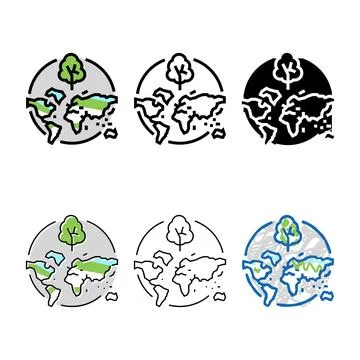 Deforestation styles map color icon vector 스톡 일러스트