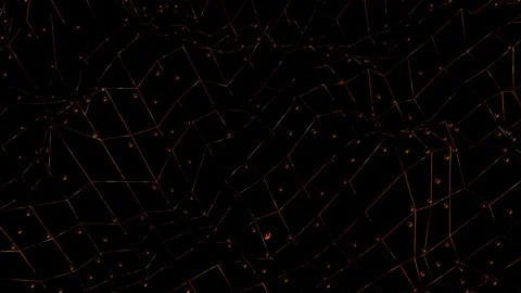 Deformable abstract figure from a grid with glossy spheres on a black background Stock Footage 309089625