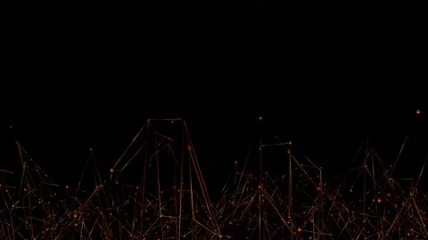 Deformable abstract figure from a grid with glossy spheres on a black background Stock-Footage 309089629