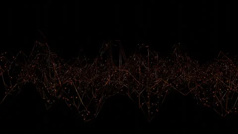 Deformable abstract figure from a grid with glossy spheres on a black background Stock Footage 309089634