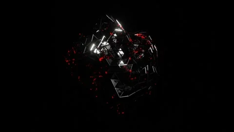 Deformable low poly abstract figure with red blinking moves on black background. Stock Footage 310233087