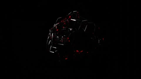 Deformable low poly abstract figure with red blinking moves on black background. Stock-Footage 310233094