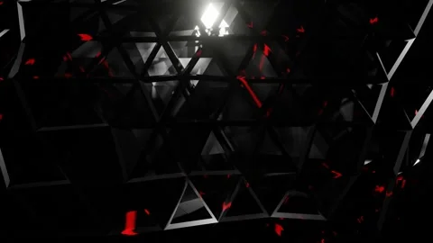 Deformable low poly abstract figure with red blinking moves on black background. Video stock 310233096