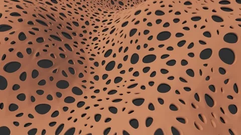 Deformable openwork plane with light brown color. looped animated background. 3d Video stock 297373870