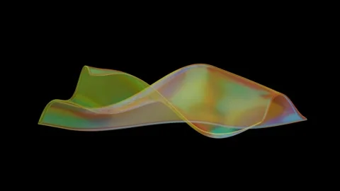 A deformable piece of translucent film with iridescent stains on a black backgro Stock Footage 164887484