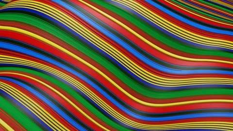 Deformable plane with multi-colored stripes. 3d render looped animation Stock Footage 310882205