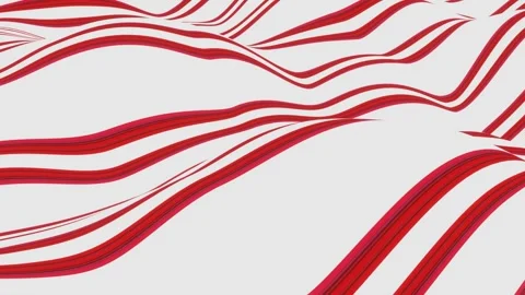 Deformable plane with red and white stripes. 3d render looped animation Stock-Footage 310882210