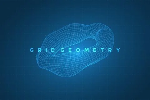 Deformed 3D wireframe torus Stock Illustration