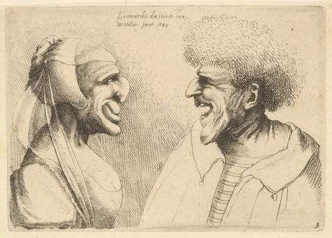 A deformed couple facing each other 1645 Wenceslaus Hollar Bohemian A defor.. Stock Illustration