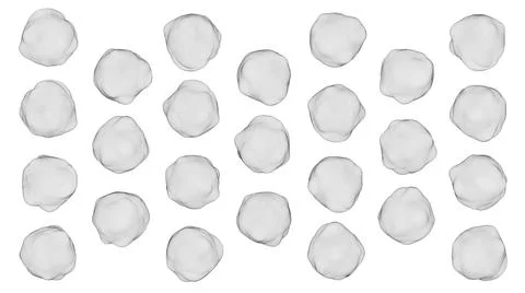 Deformed spheres pattern. White background, black grid. 3d render. Stock Illustration