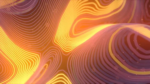 Deformed wavy wires with motion glowing elements. 3D render loop animation. 4K Stock Footage 119310141