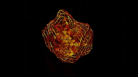 Deforming low poly abstract orange figure. 3d render. looped animation Stock Footage 310233101