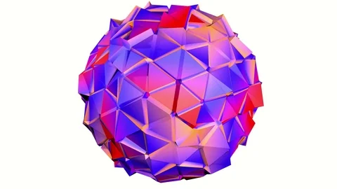 Deforming low polygonal sphere on a white background. 3D rendering Stock Footage 94561759