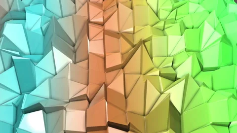 Deforming multicolored low-polygonal surface moves slowly. abstract background.  Stock Footage 95310087