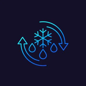 Defrost thin line icon on dark, vector Stock Illustration