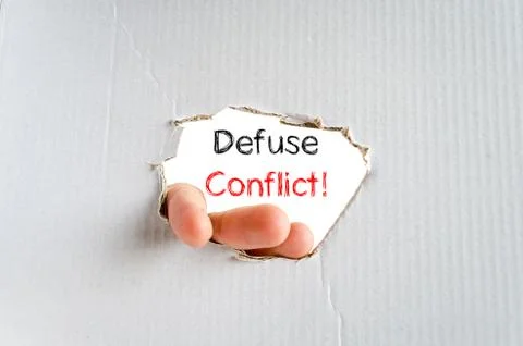 Defuse conflict text concept Stock Photos