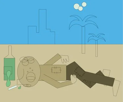 Degradation of a man Stock Illustration