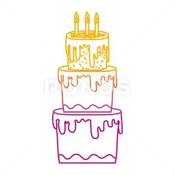 Big cake with candles on white background Vector Image