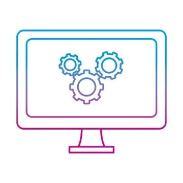 Degraded line computer technology with gears process industry Stock Illustration
