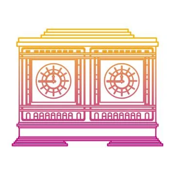 Degraded line medieval clock object structure design Stock Illustration