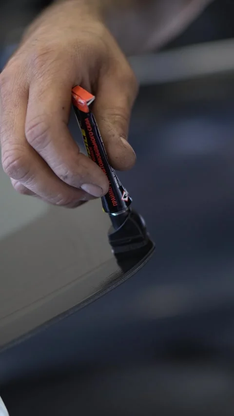 Degreasing the surface of car glass Stock Footage 314793531