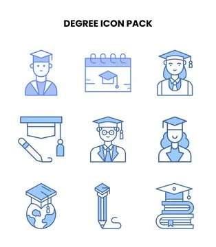 Degree Blue Icons Pack Illustrazione stock