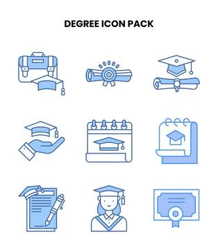 Degree Blue Icons Pack Stock Illustration