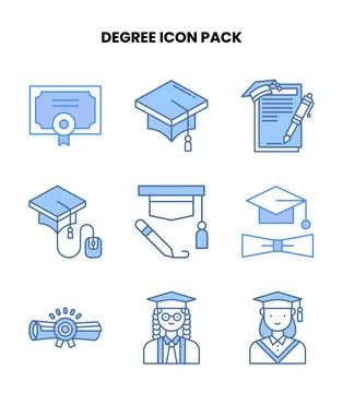 Degree Blue Icons Pack Stock Illustration