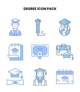 Degree Blue Vector Icons Pack Illustrazione stock
