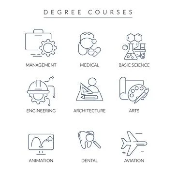 Degree Courses - Education Master Set - Stock Icon Stock Illustration