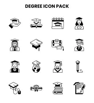 Degree DuoTone Bundle Icons Pack Stock Illustration