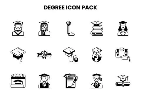 Degree DuoTone Scalable Icons Pack Stock Illustration