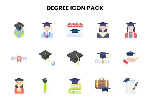 Degree Flat Vector Icons Pack Stock Illustration