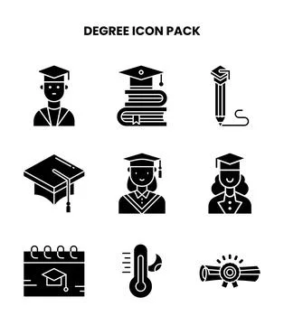 Degree Glyph Graphics Icons Pack Stock Illustration