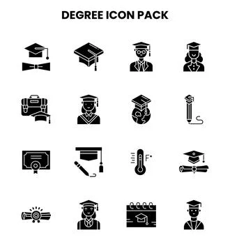 Degree Glyph Icons Pack Stock Illustration