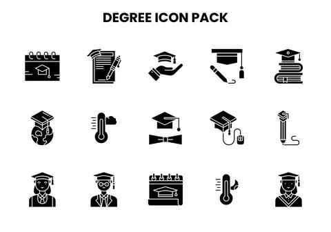 Degree Glyph Icons Pack イラスト素材