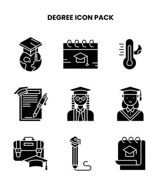 Degree Glyph Set Icons Pack Stock Illustration