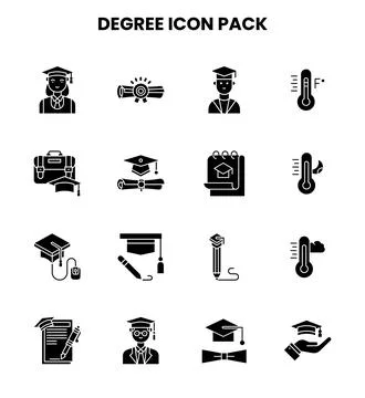 Degree Glyph Set Icons Pack Stock Illustration
