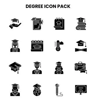 Degree Glyph UI Icons Pack Stock Illustration