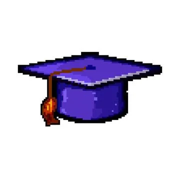 Degree graduation hat pixel art vector illustration Stock Illustration