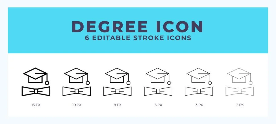 Degree icon set with different stroke. Design elements for logo. Vector ill.. Illustrazione stock